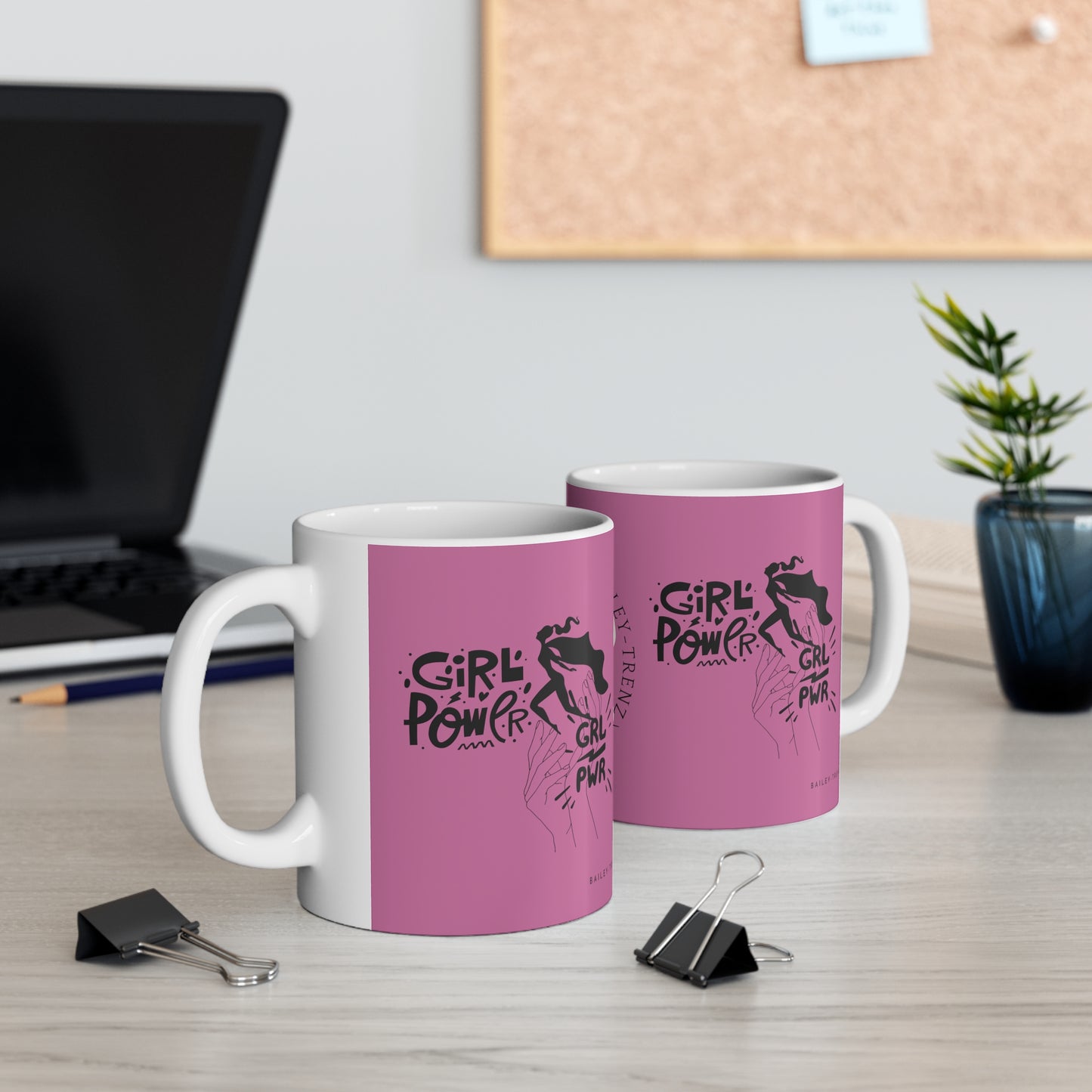 Pink GIRLS POWER Ceramic Mug 11oz - Empower Your Sips!