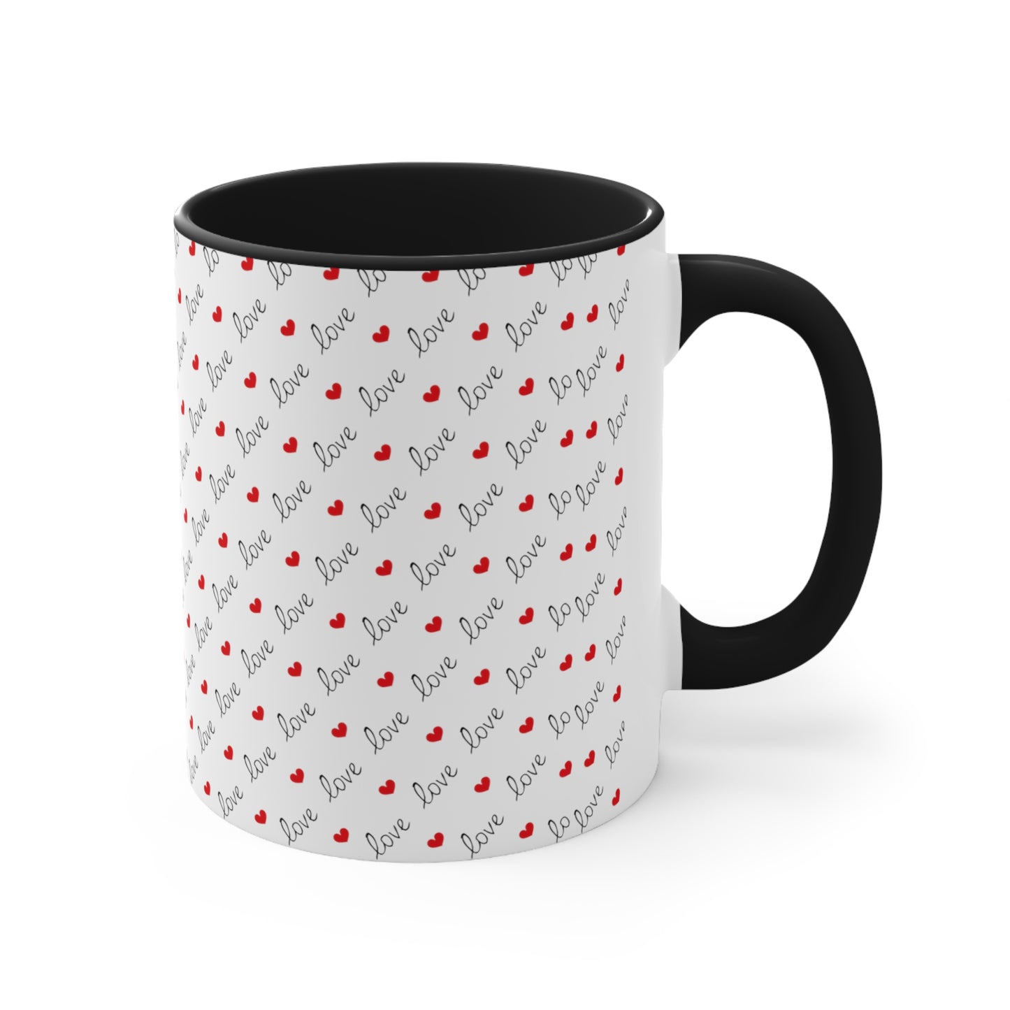 Love Heart Printed All Over Accent Coffee Mug, 11oz