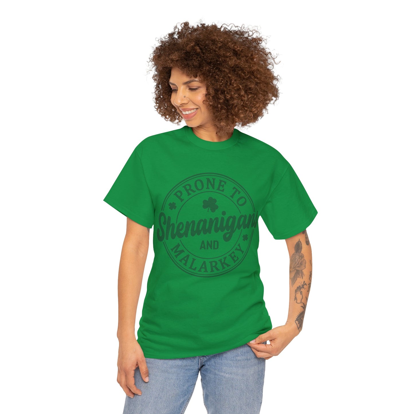 Elevate Your Style WithThis Prone To Shenanigans St. Patrick's Day Unisex Heavy Cotton Tee