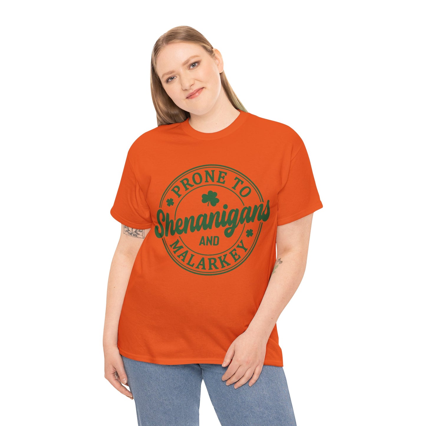 Elevate Your Style WithThis Prone To Shenanigans St. Patrick's Day Unisex Heavy Cotton Tee
