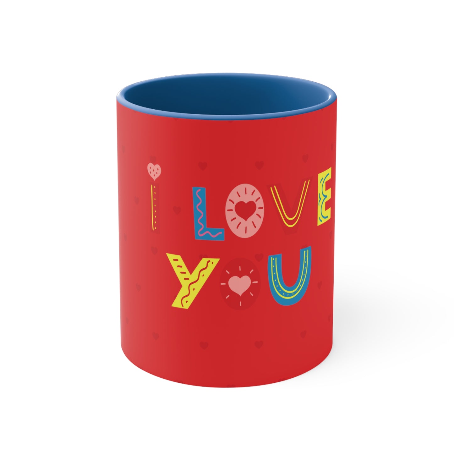 Love You" Accent Coffee Mug, 11oz - A Touch of Love in Every Sip!
