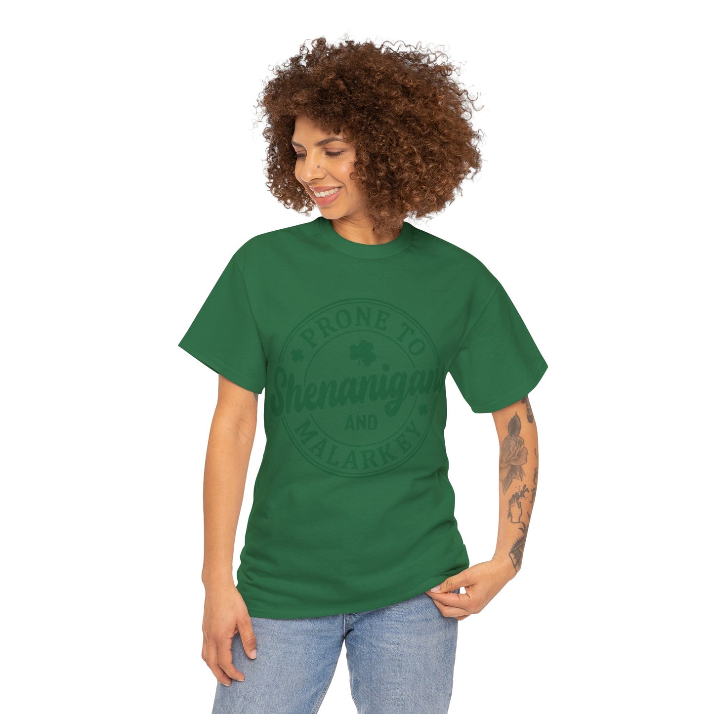 Elevate Your Style WithThis Prone To Shenanigans St. Patrick's Day Unisex Heavy Cotton Tee