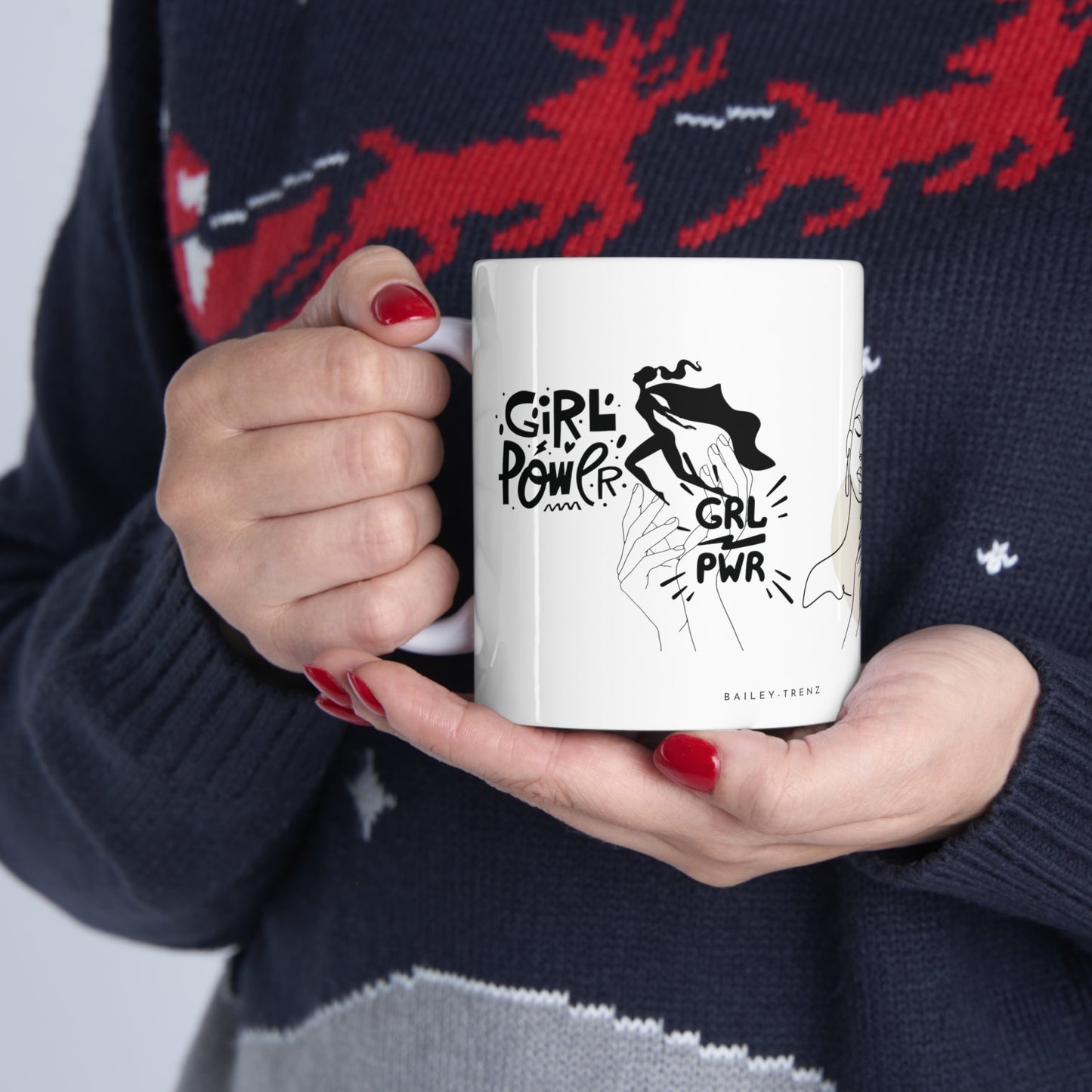 GIRLS POWER" Ceramic Mug 11oz - Empower Your Sips with Style
