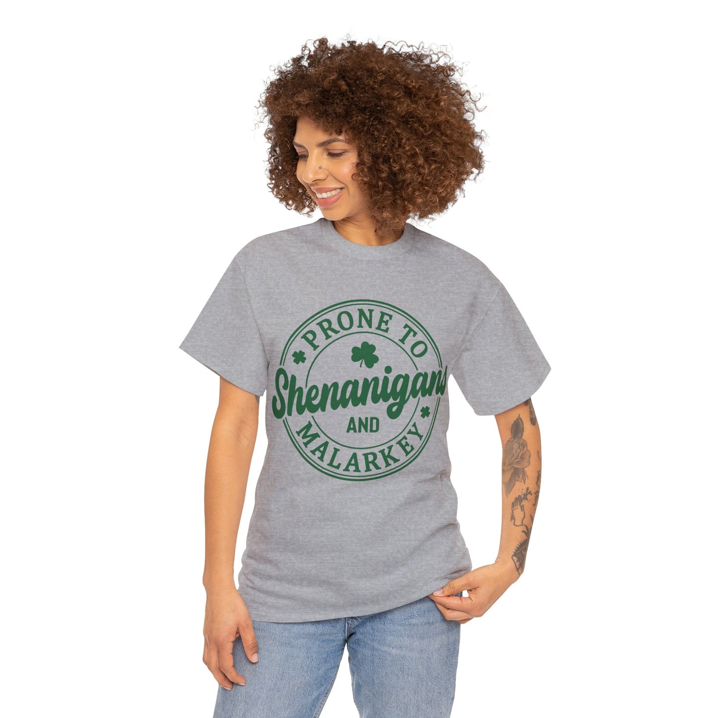 Elevate Your Style WithThis Prone To Shenanigans St. Patrick's Day Unisex Heavy Cotton Tee