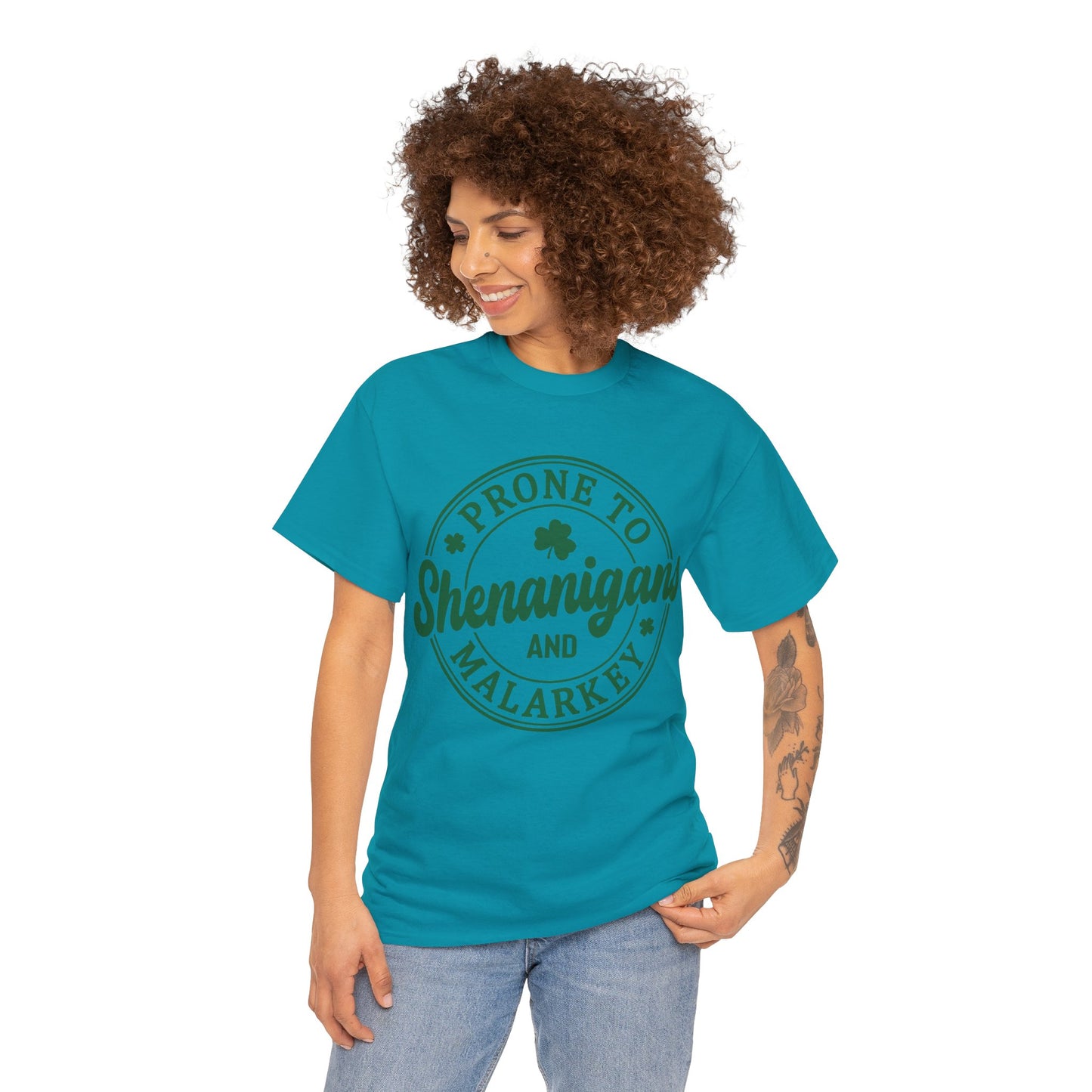 Elevate Your Style WithThis Prone To Shenanigans St. Patrick's Day Unisex Heavy Cotton Tee