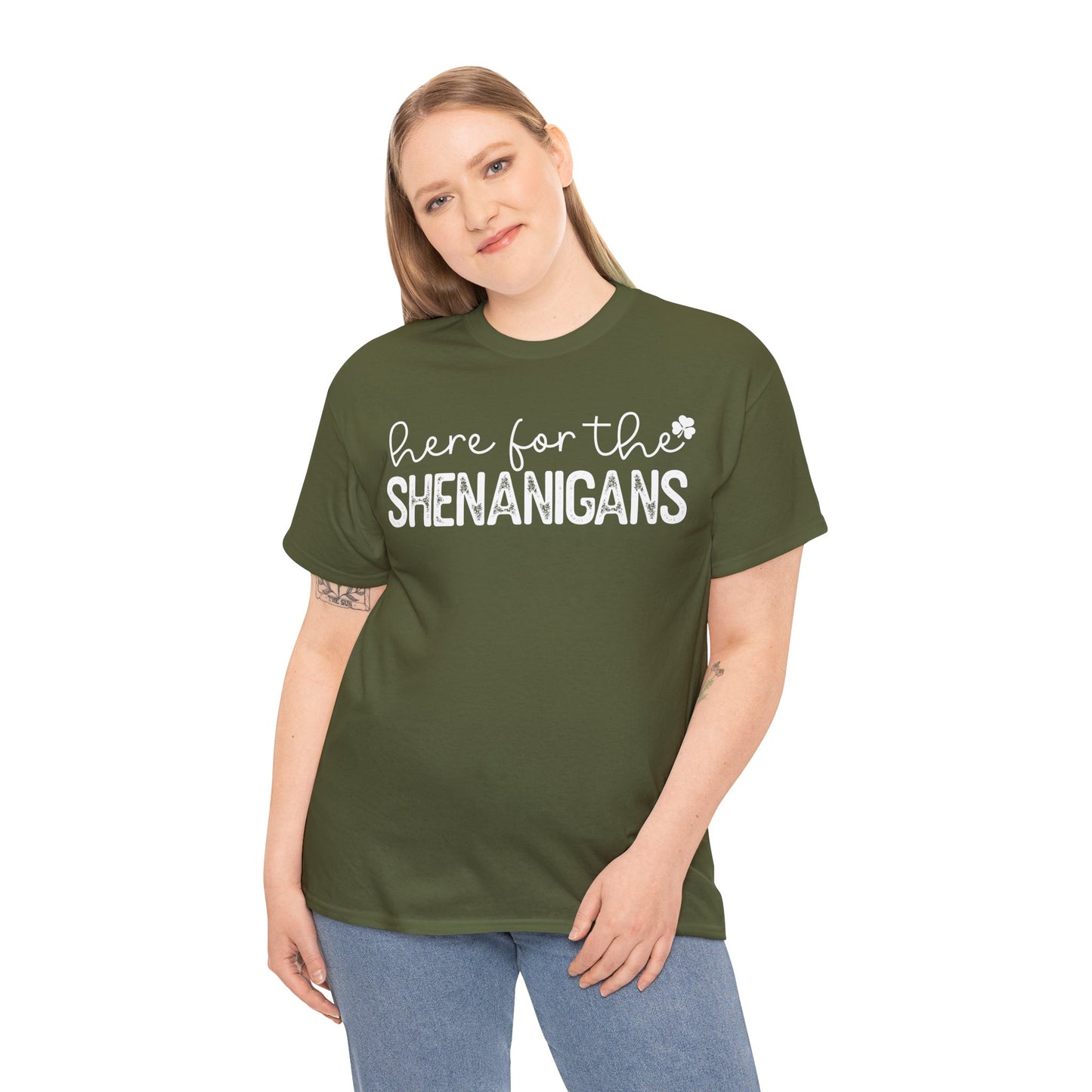 Here For The Shenanigans St. Patrick's Day Unisex Heavy Cotton Tee