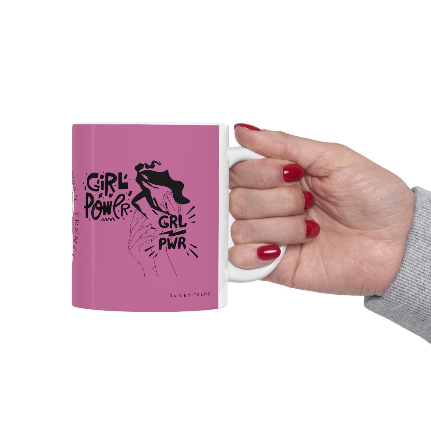 Pink GIRLS POWER Ceramic Mug 11oz - Empower Your Sips!