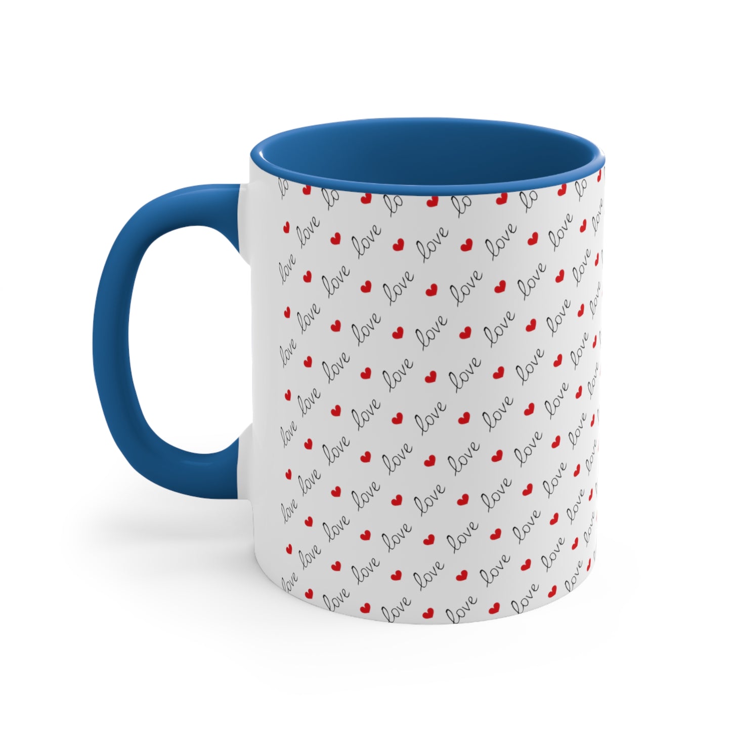 Love Heart Printed All Over Accent Coffee Mug, 11oz