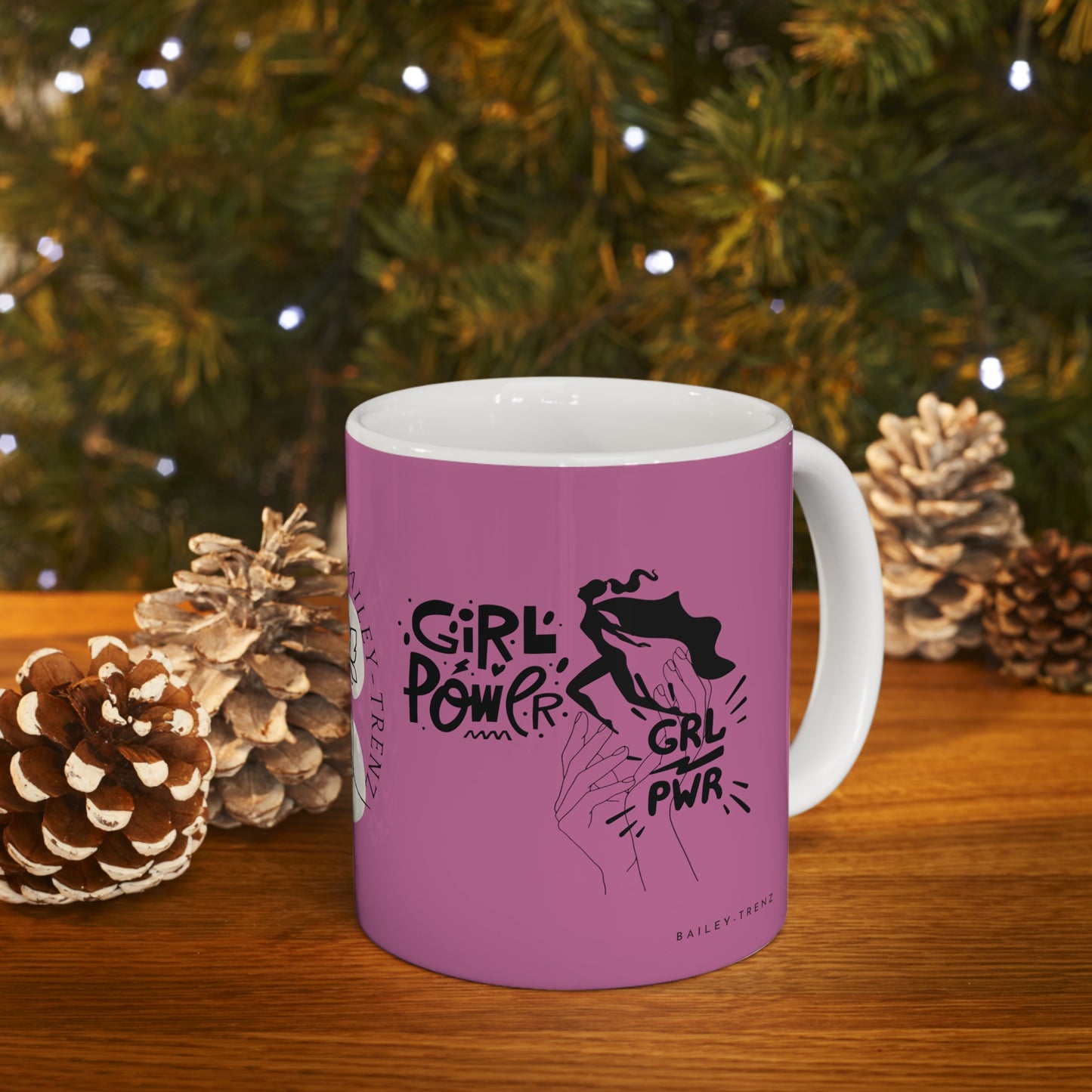 Pink GIRLS POWER Ceramic Mug 11oz - Empower Your Sips!