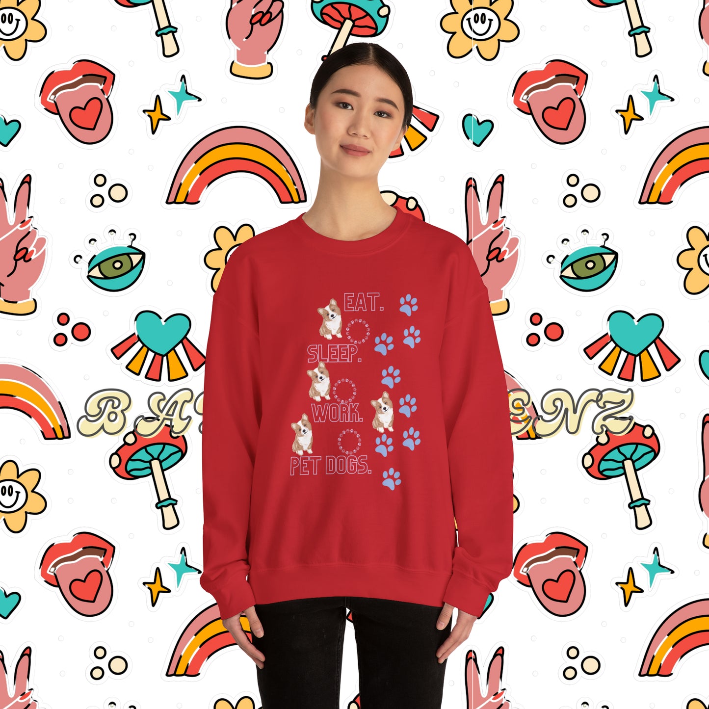Eat Sleep Work Pet Unisex Crewneck Sweatshirt - Cozy Comfort for Pet Enthusiasts