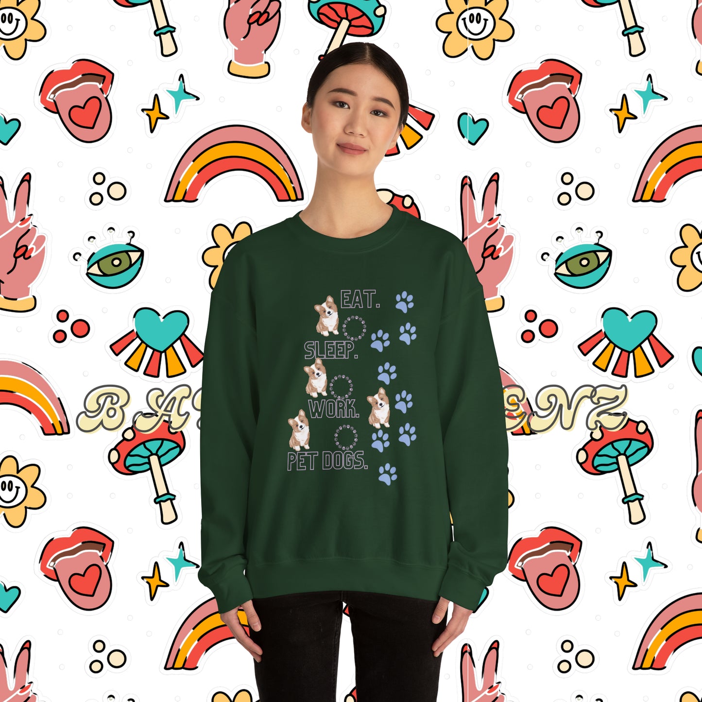 Eat Sleep Work Pet Unisex Crewneck Sweatshirt - Cozy Comfort for Pet Enthusiasts