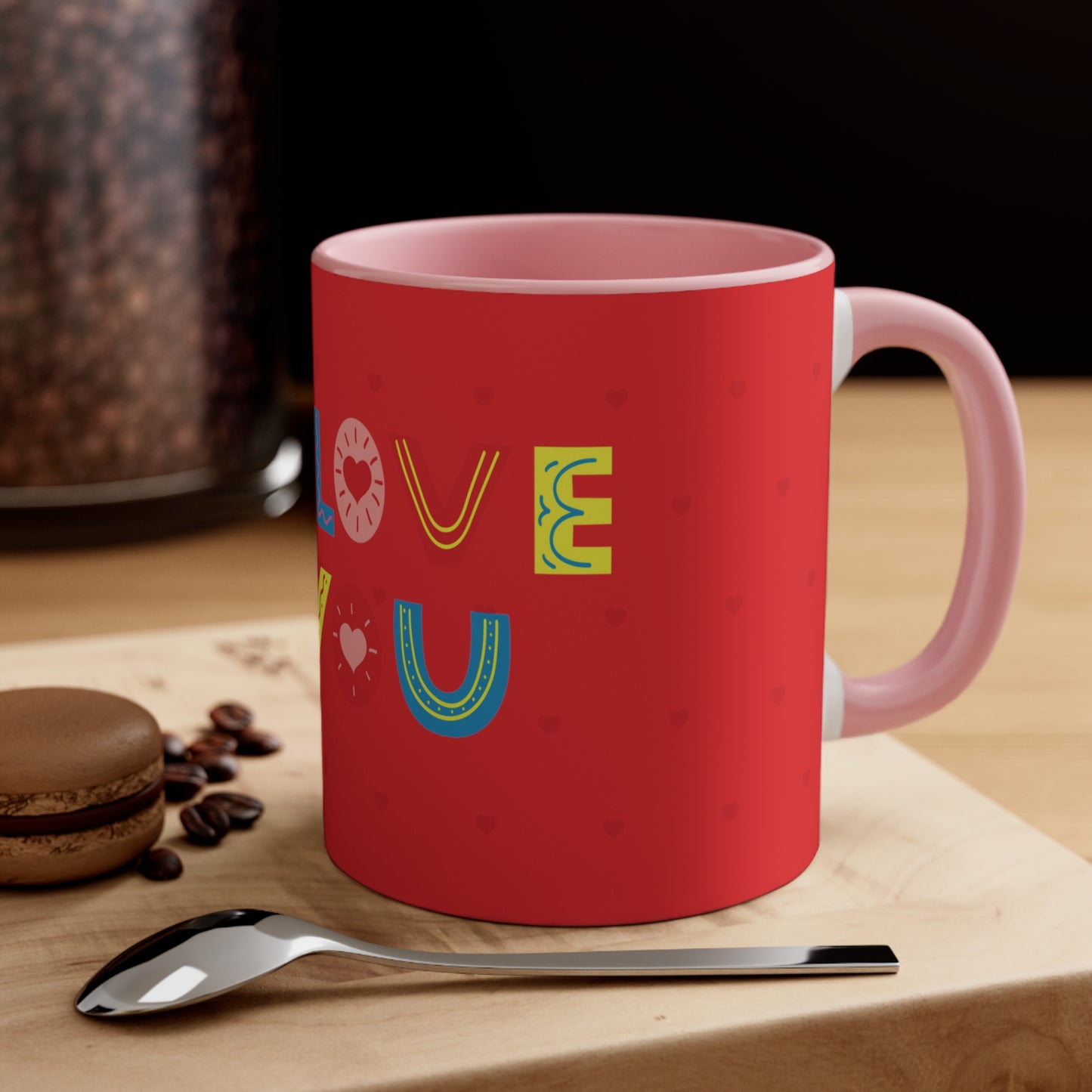 Love You" Accent Coffee Mug, 11oz - A Touch of Love in Every Sip!