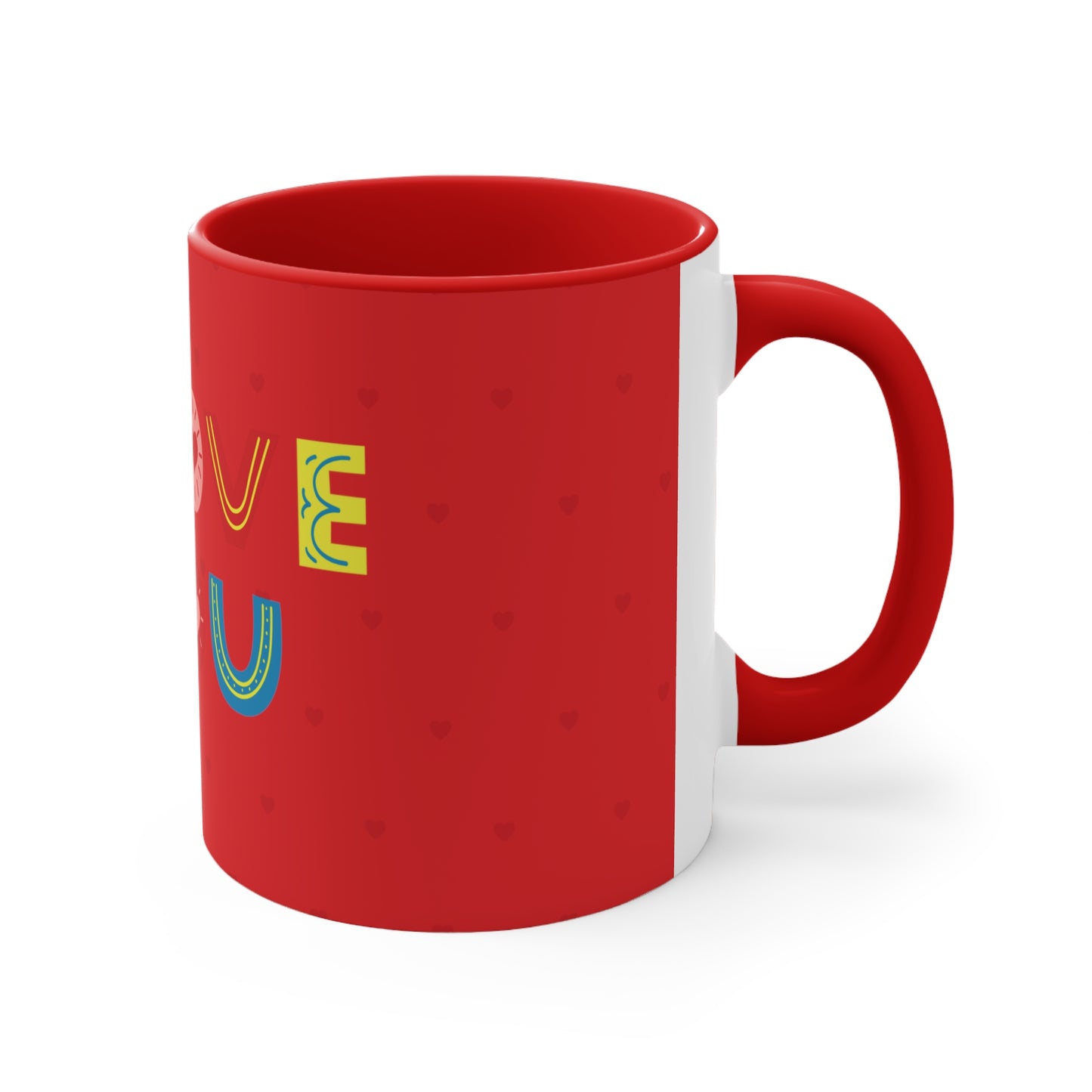 Love You" Accent Coffee Mug, 11oz - A Touch of Love in Every Sip!