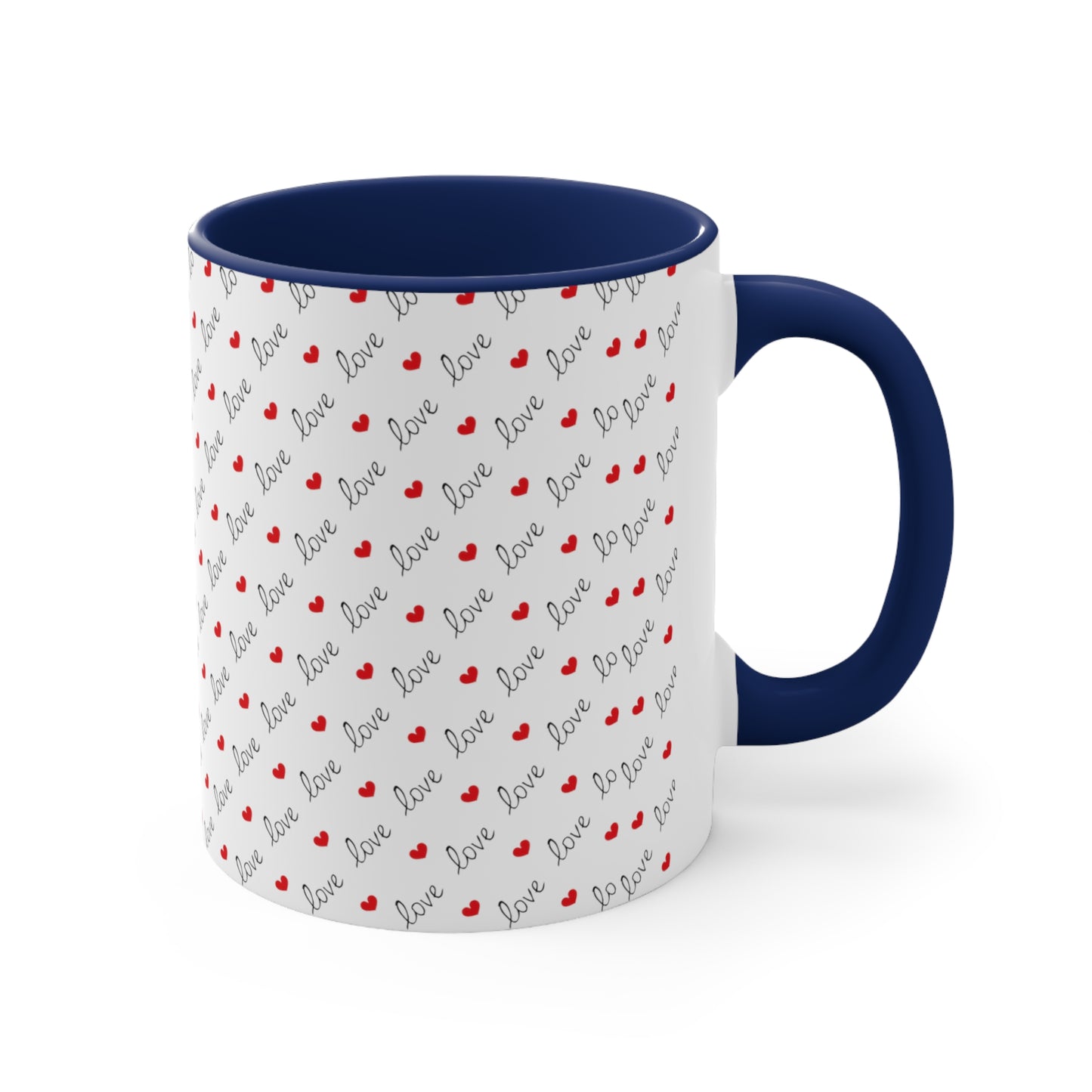 Love Heart Printed All Over Accent Coffee Mug, 11oz