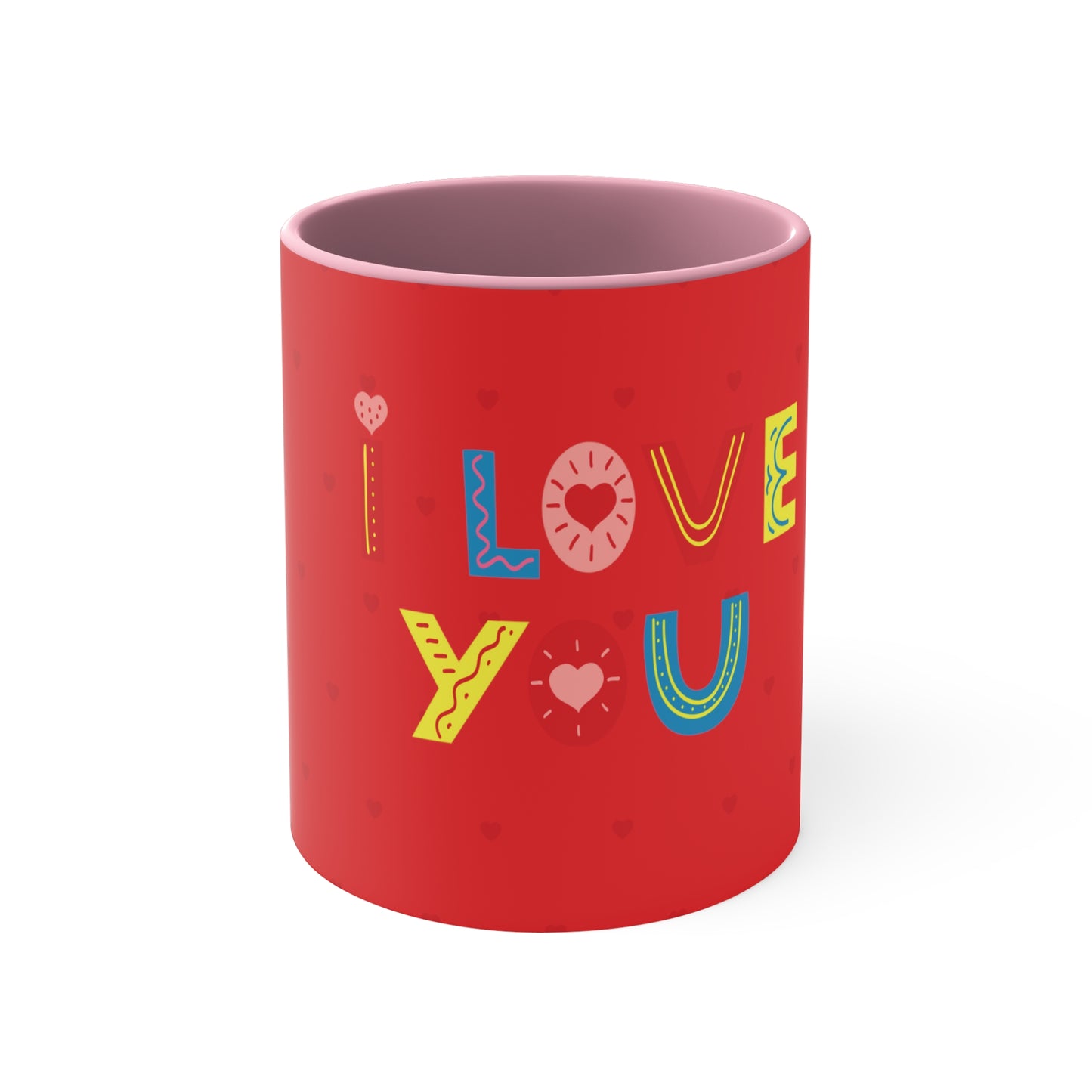 Love You" Accent Coffee Mug, 11oz - A Touch of Love in Every Sip!