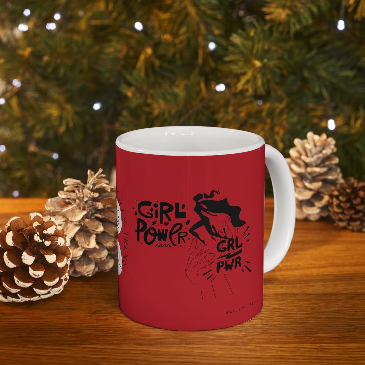 Red GIRLS POWER Ceramic Coffee Mug 11oz
