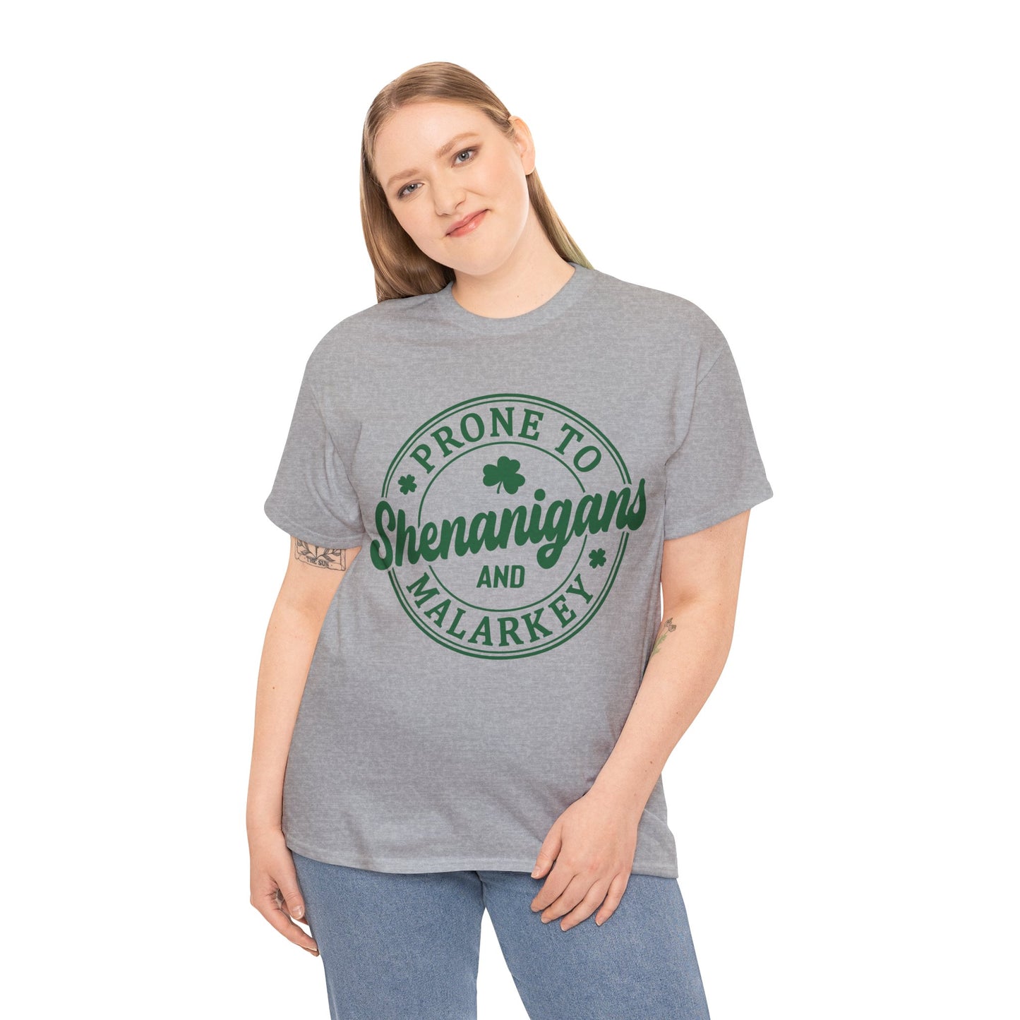 Elevate Your Style WithThis Prone To Shenanigans St. Patrick's Day Unisex Heavy Cotton Tee