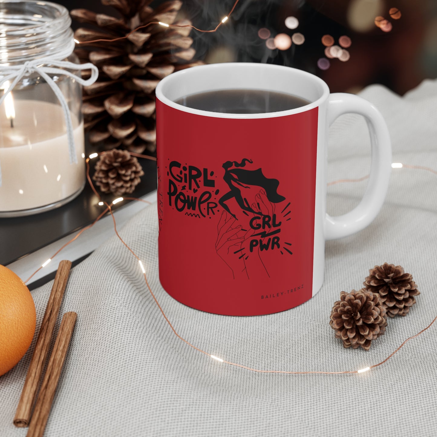 Red GIRLS POWER Ceramic Coffee Mug 11oz
