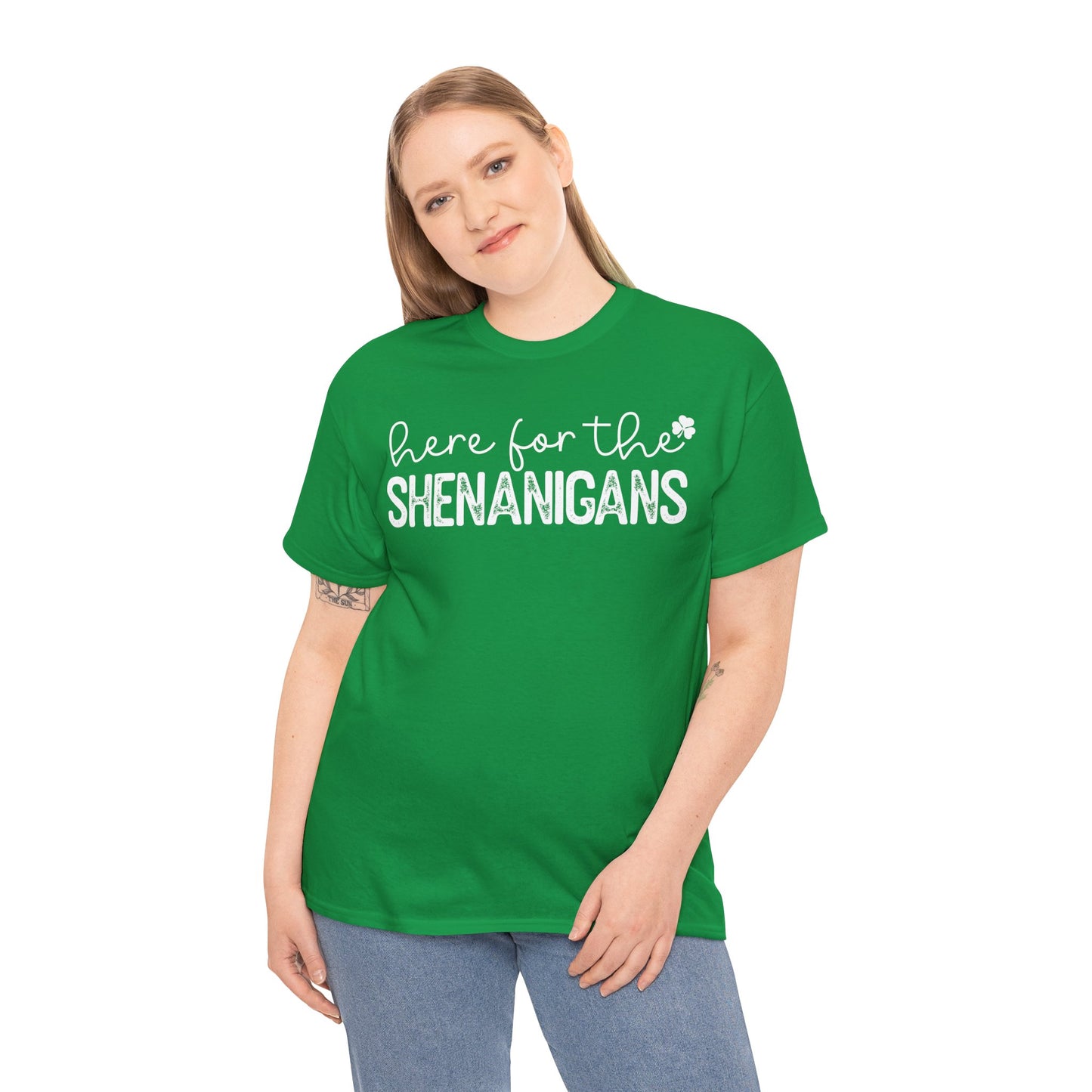 Here For The Shenanigans St. Patrick's Day Unisex Heavy Cotton Tee