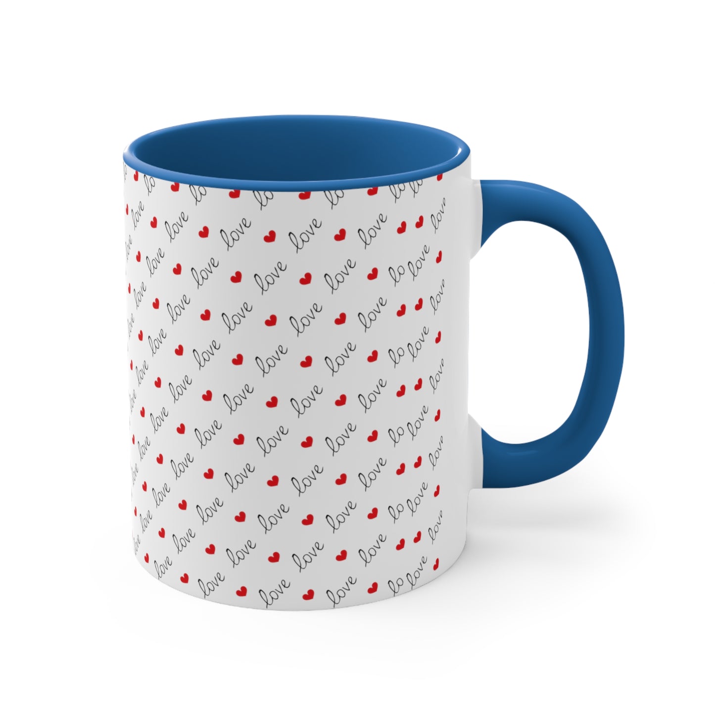 Love Heart Printed All Over Accent Coffee Mug, 11oz