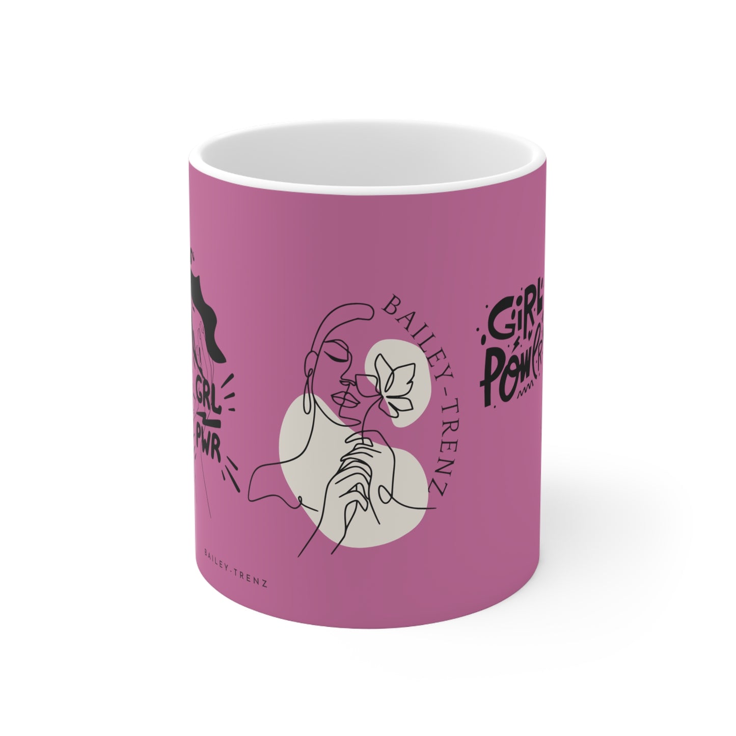 Pink GIRLS POWER Ceramic Mug 11oz - Empower Your Sips!