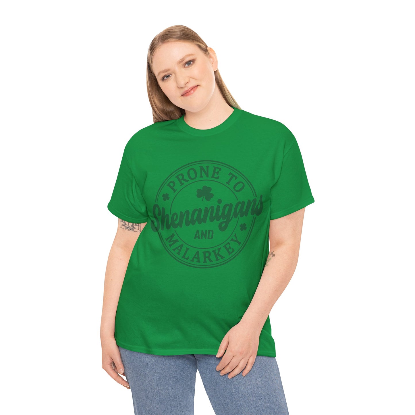 Elevate Your Style WithThis Prone To Shenanigans St. Patrick's Day Unisex Heavy Cotton Tee
