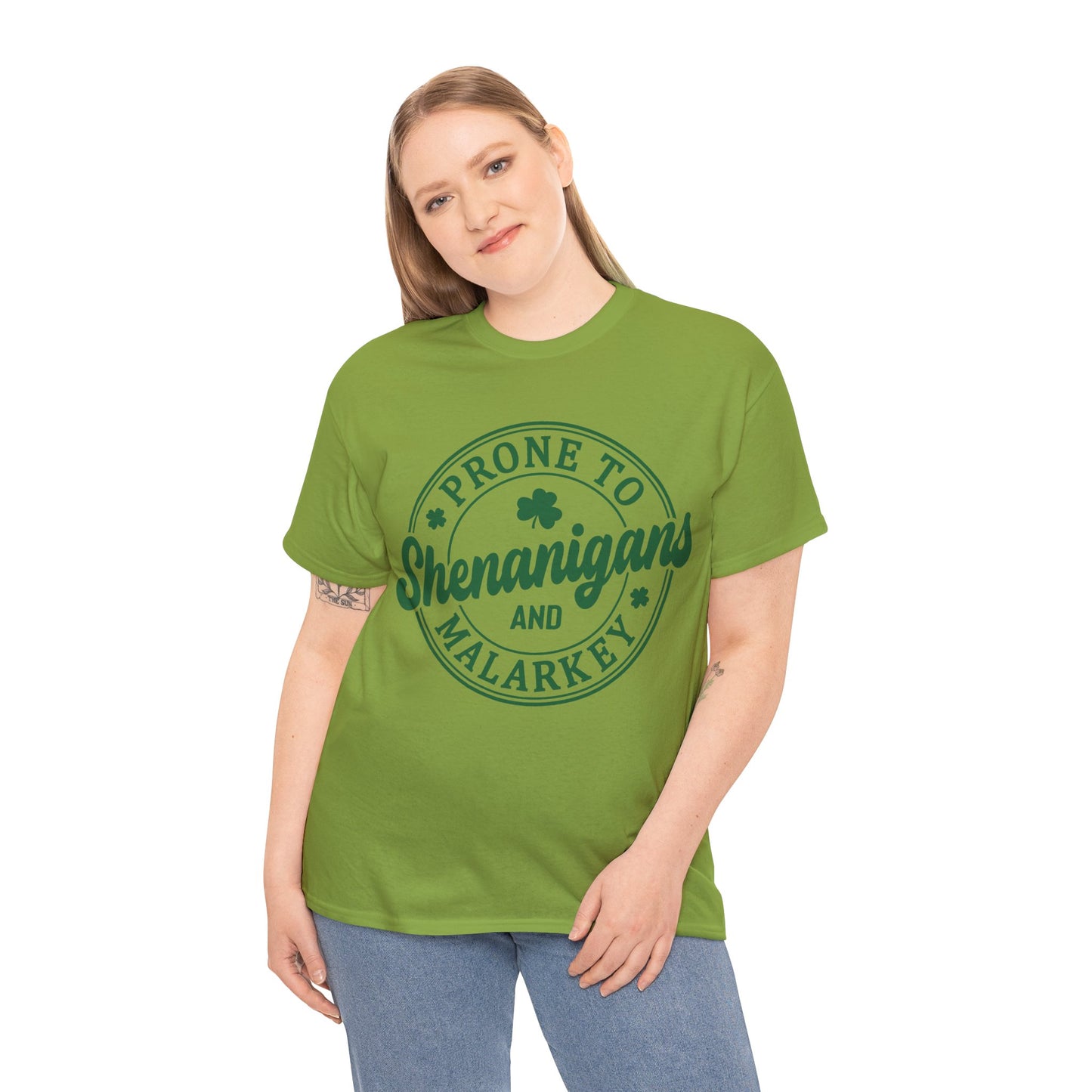 Elevate Your Style WithThis Prone To Shenanigans St. Patrick's Day Unisex Heavy Cotton Tee