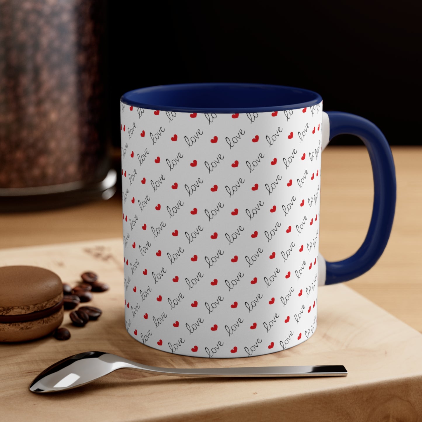 Love Heart Printed All Over Accent Coffee Mug, 11oz