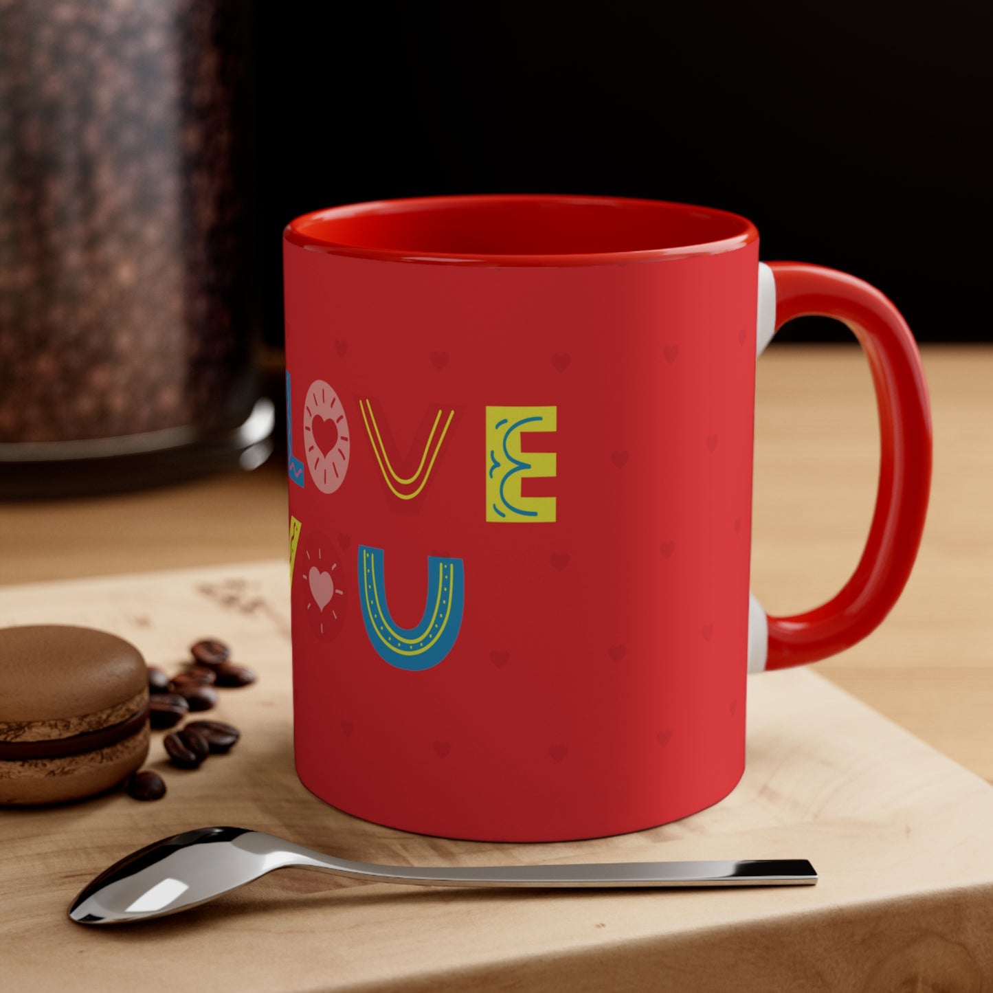 Love You" Accent Coffee Mug, 11oz - A Touch of Love in Every Sip!