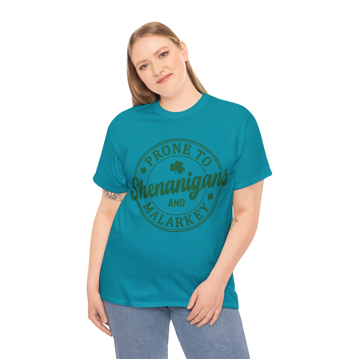 Elevate Your Style WithThis Prone To Shenanigans St. Patrick's Day Unisex Heavy Cotton Tee
