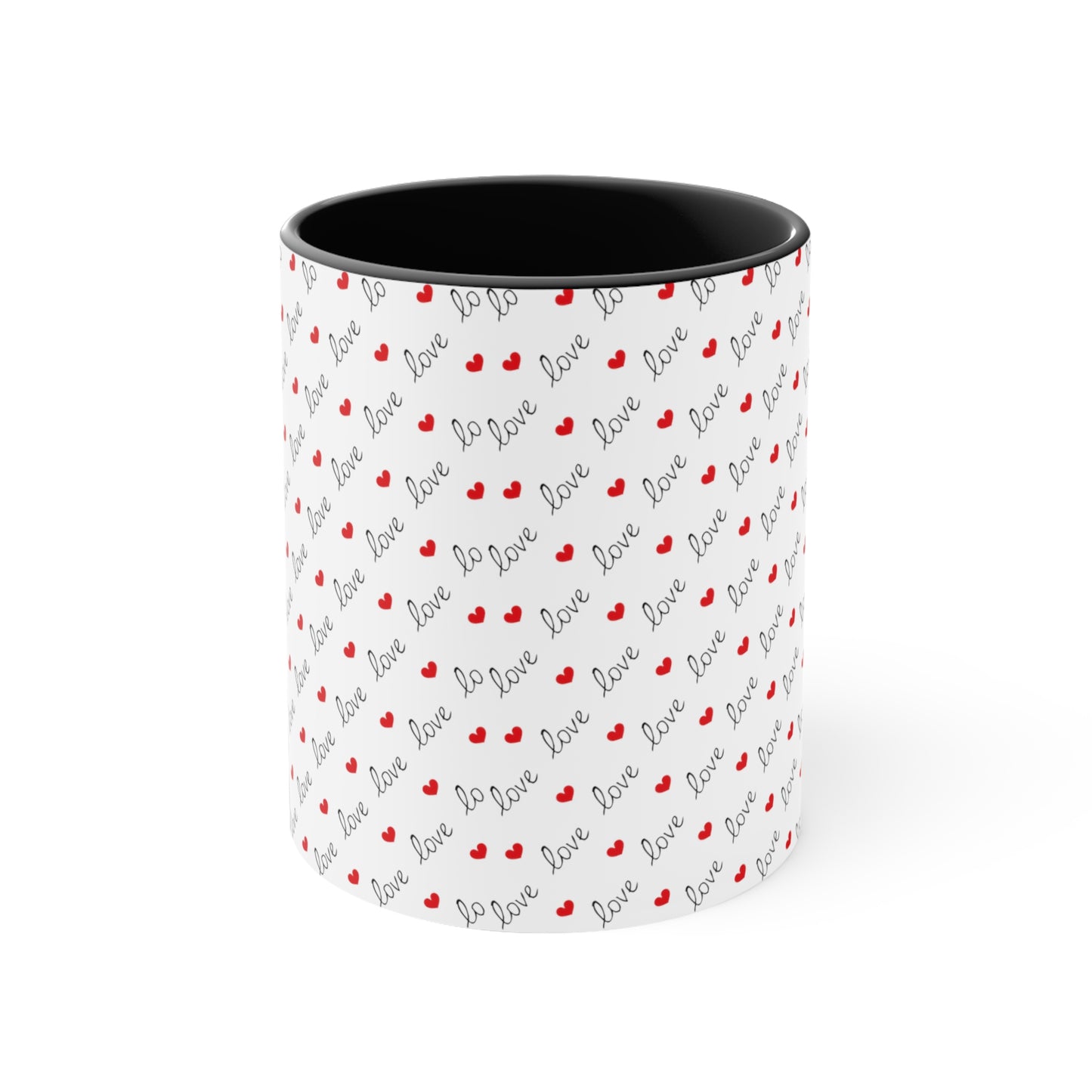Love Heart Printed All Over Accent Coffee Mug, 11oz