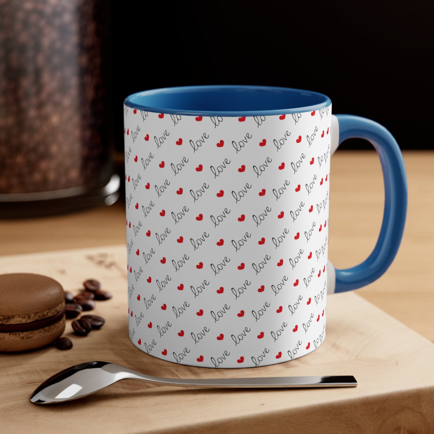 Love Heart Printed All Over Accent Coffee Mug, 11oz