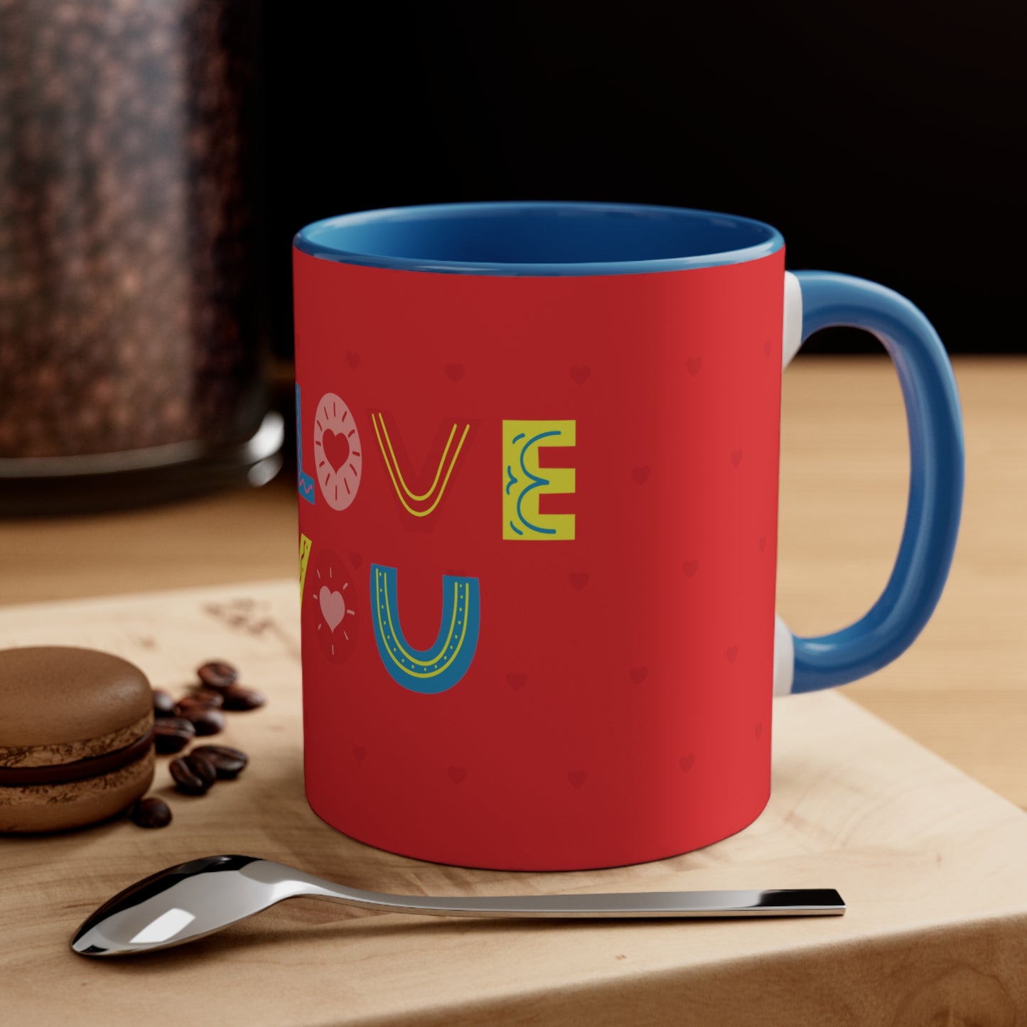 Love You" Accent Coffee Mug, 11oz - A Touch of Love in Every Sip!