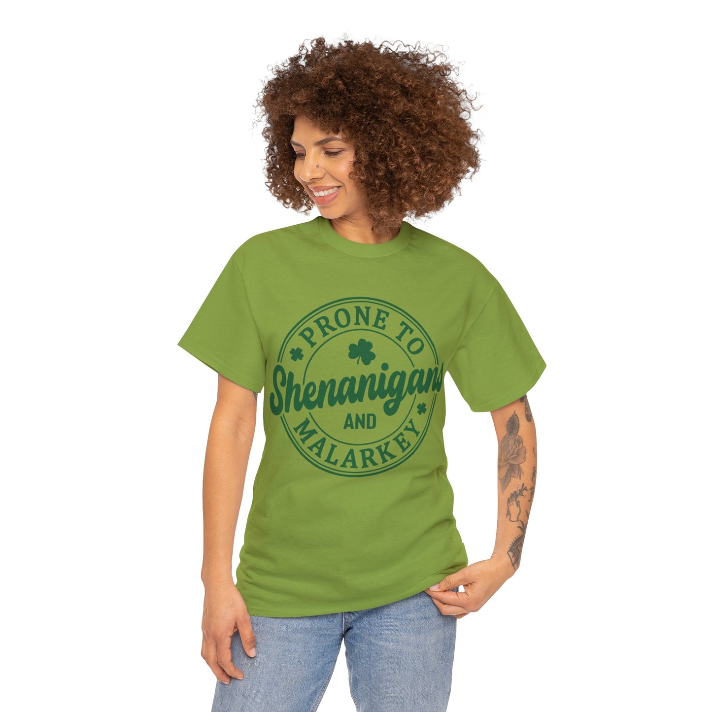 Elevate Your Style WithThis Prone To Shenanigans St. Patrick's Day Unisex Heavy Cotton Tee