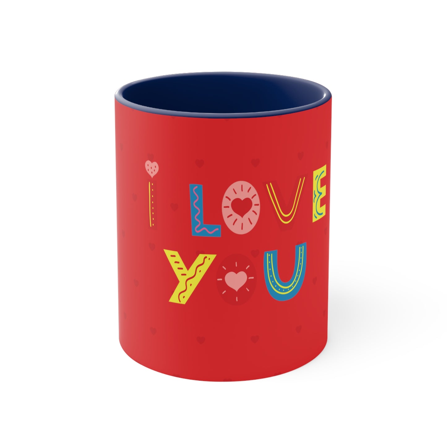 Love You" Accent Coffee Mug, 11oz - A Touch of Love in Every Sip!