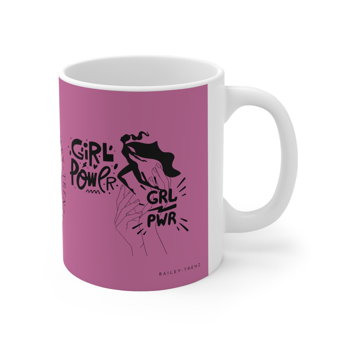 Pink GIRLS POWER Ceramic Mug 11oz - Empower Your Sips!
