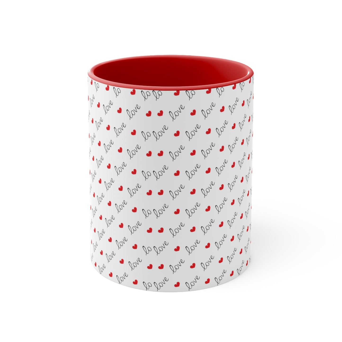 Love Heart Printed All Over Accent Coffee Mug, 11oz