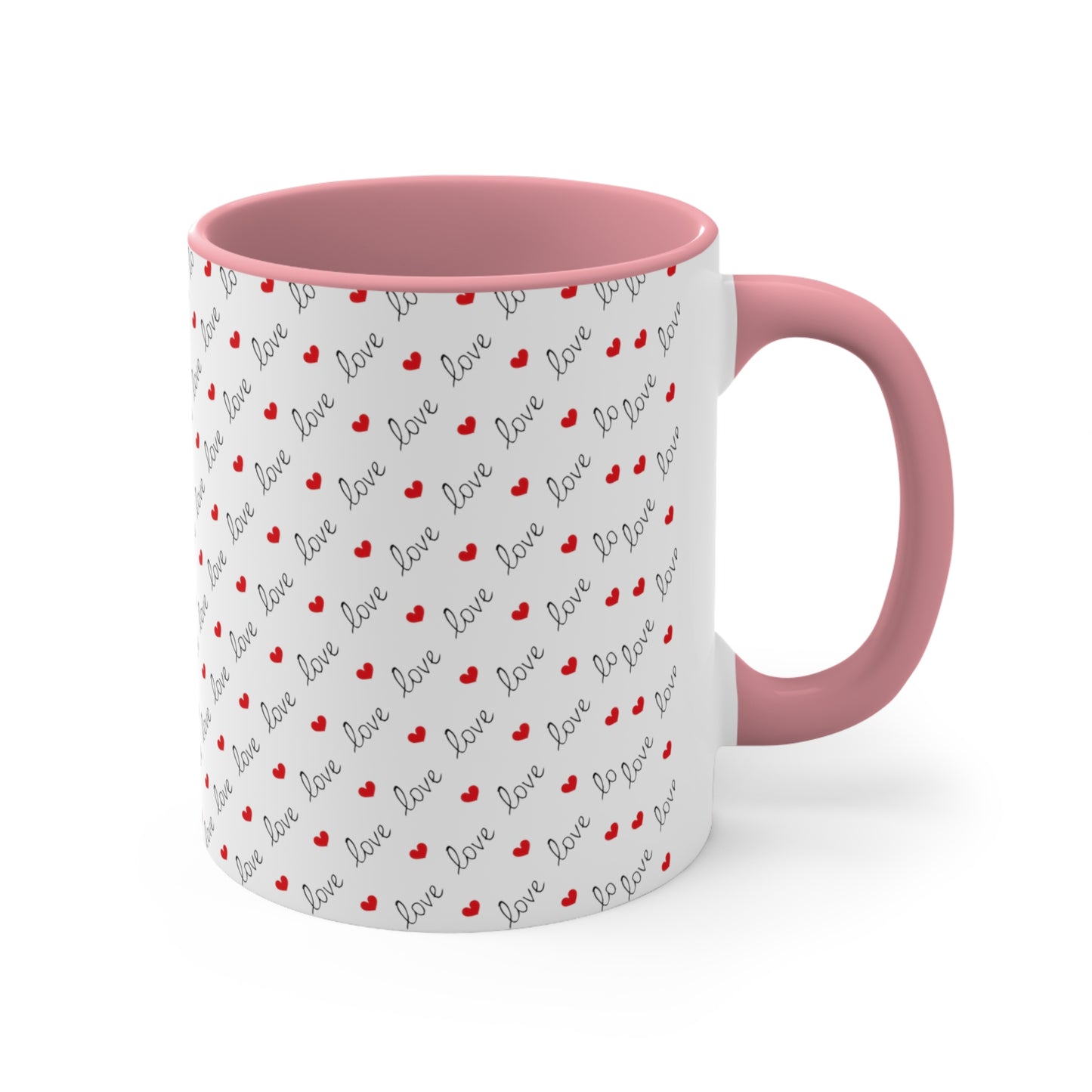 Love Heart Printed All Over Accent Coffee Mug, 11oz