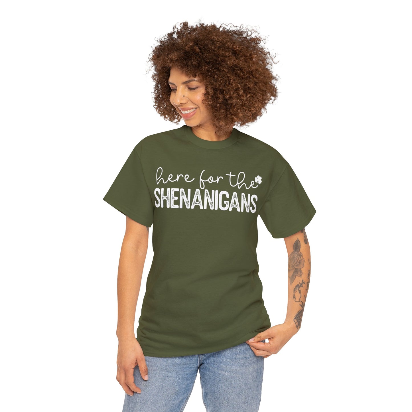 Here For The Shenanigans St. Patrick's Day Unisex Heavy Cotton Tee