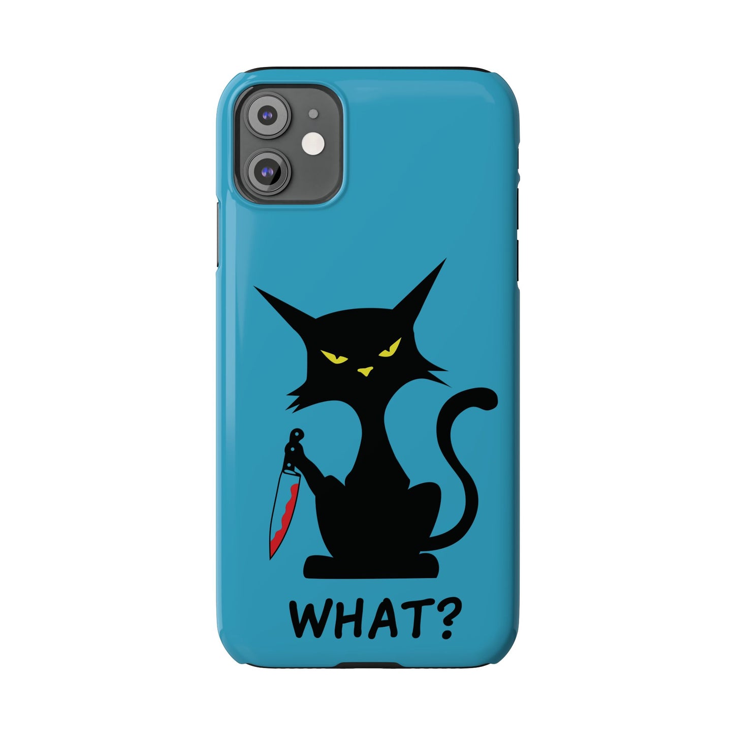 Funny Cat With Bloody Knife Slim iPhone Case