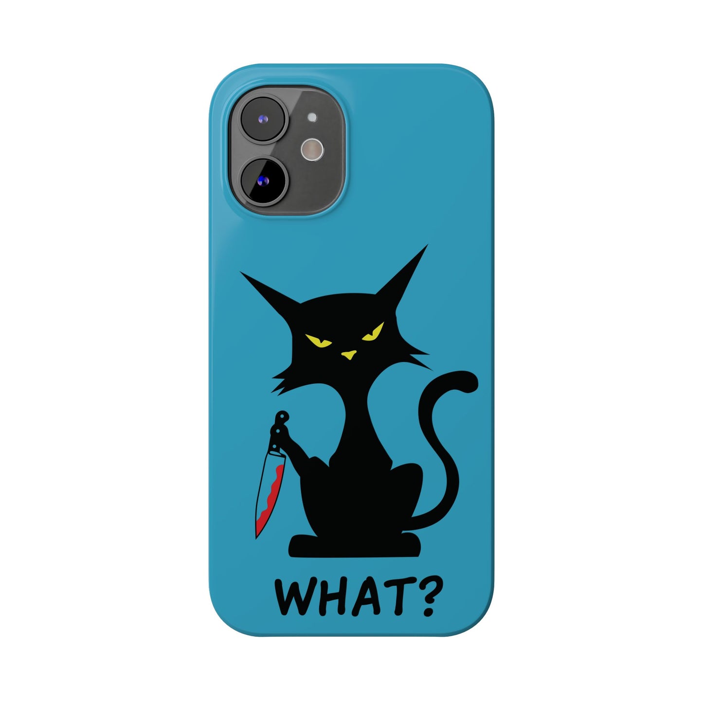 Funny Cat With Bloody Knife Slim iPhone Case