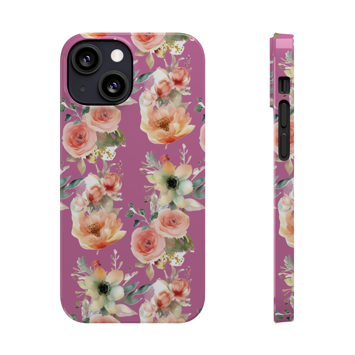 Slim Flower Pattern Purple iPhone Cases