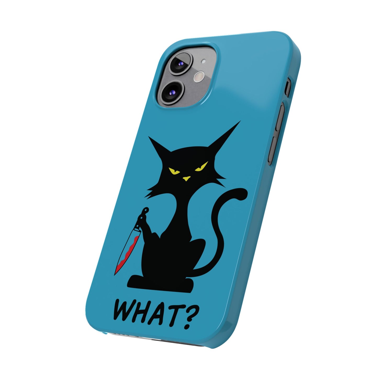 Funny Cat With Bloody Knife Slim iPhone Case