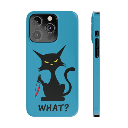 Funny Cat With Bloody Knife Slim iPhone Case