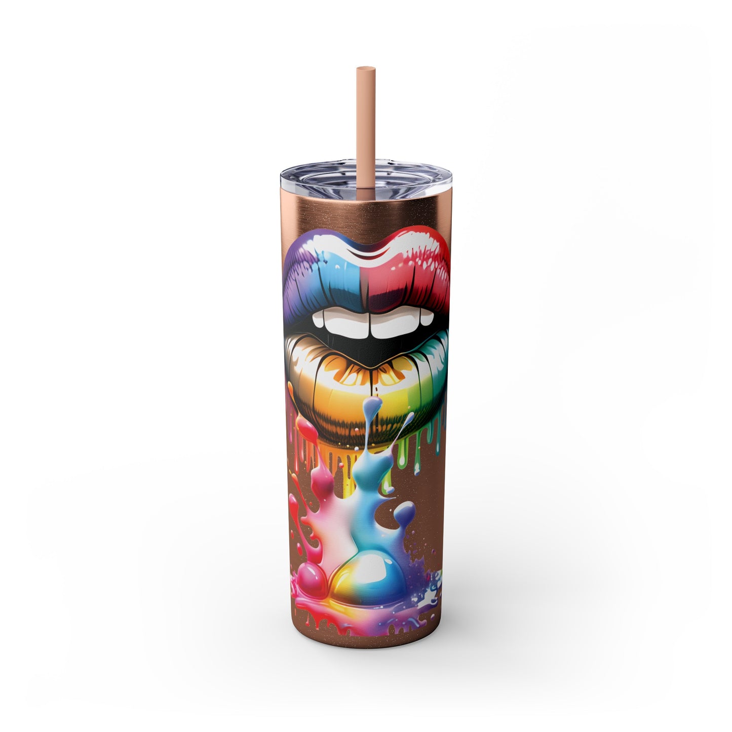 Mouth Dripping Paint BAILEY-TRENZ Personalized Skinny Tumbler with Straw, 20oz