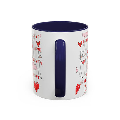 Love Cat, Heart – Colorful Gift For Lovers Coffee Mug, 11oz