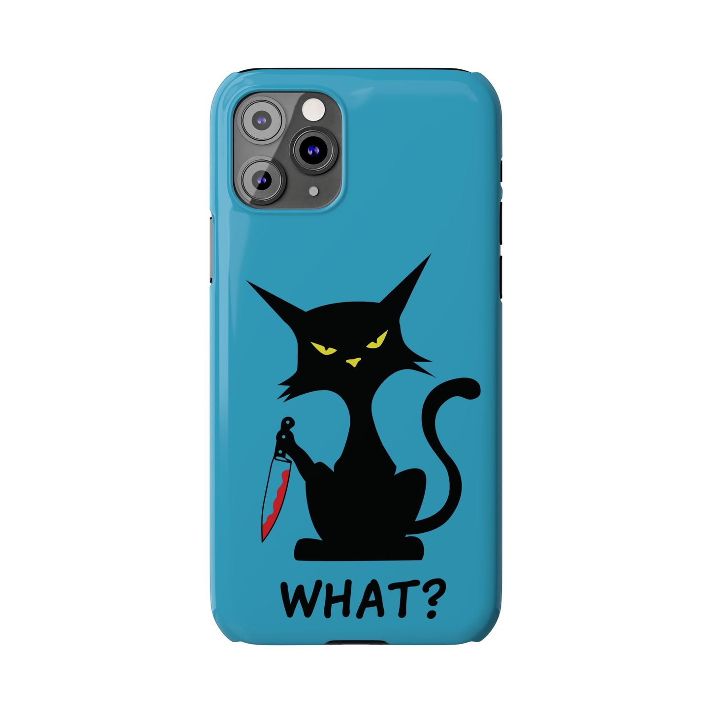 Funny Cat With Bloody Knife Slim iPhone Case