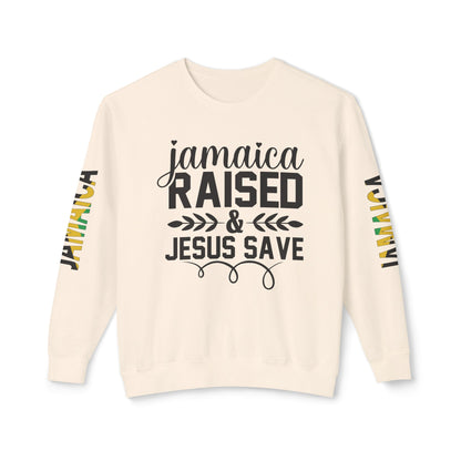 Jamaica Raise And Jesus Save Crewneck Lightweight Sweatshirt