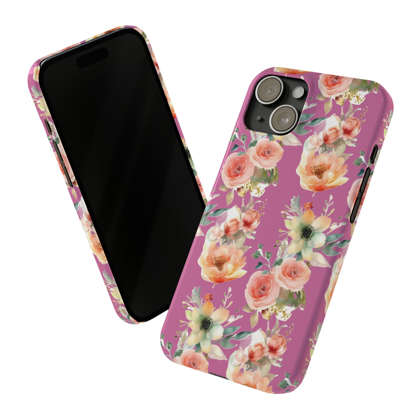 Slim Flower Pattern Purple iPhone Cases