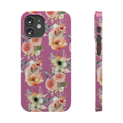 Slim Flower Pattern Purple iPhone Cases